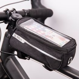Geantă impermeabilă pentru bicicletă cu suport de telefon, negru