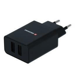 Swissten síťový adaptér smart IC 2x USB, 2.1A power, černý