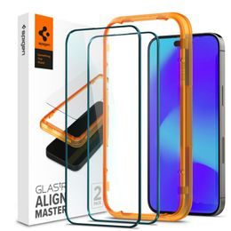 Spigen ALM Glass FC Folie de sticlă securizată 2 bucăți, iPhone 14 Pro, neagră