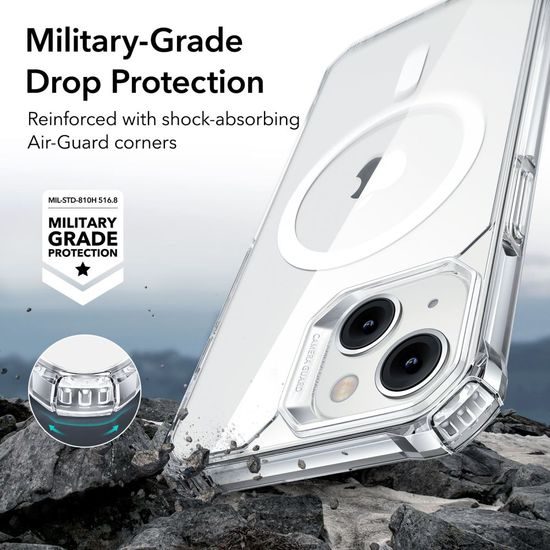ESR Air Armor HaloLock s MagSafe obal, iPhone 15, průhledný
