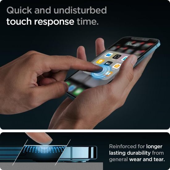 Spigen Glass.TR EZFit s aplikátorem, 2 kusy, Tvrzené sklo, iPhone 12 / 12 Pro