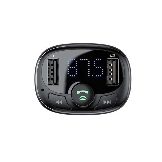 Baseus T FM Bluetooth vysílač, 2x USB, microSD, černý
