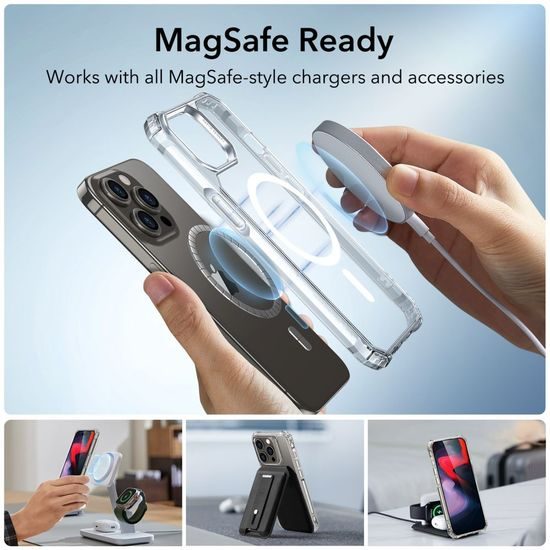 ESR Air Armor HaloLock s MagSafe obal, iPhone 15 Pro Max, průhledný