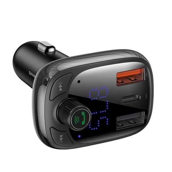 Baseus S-13 Bluetooth vysílač / nabíječka do auta, černý