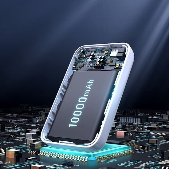 Joyroom PowerBank 10000mAh 20W Power Delivery gyorstöltés, mágneses vezeték nélküli Qi töltő, 15W iPhone MagSafe, fehér (JR-W020 white)r)