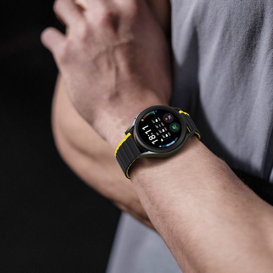 Dux Ducis Univerzální magnetický řemínek, Samsung Galaxy Watch 3 45mm / S3 / Huawei Watch Ultimate / GT3 SE 46mm (22mm LD Version), černo žlutý
