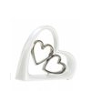 Keramická dekorace srdce bílo-stříbrné 1ks, 20-21 cm