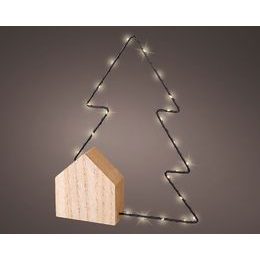 Vánoční dekorace domeček se stromem s LED diodami, 4,2x23x30 cm