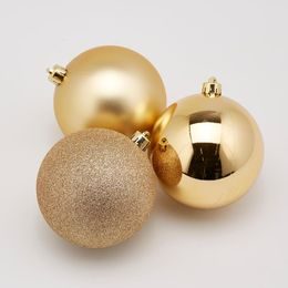Vánoční skleněná ozdoba s bílým dekorem zlatá 1ks, 10 cm