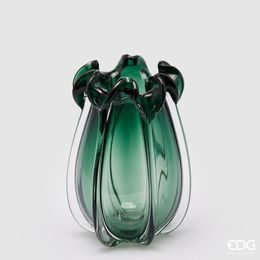 Skleněná váza Volute zelená, 30x19 cm