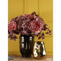 Skleněná váza Collo hnědá, 15x16 cm