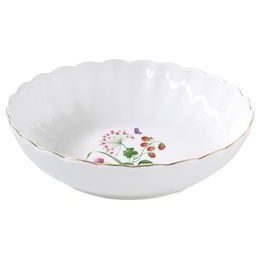 Aperitiv sada se 4 porcelánovými miskami a bambusovým tácem Meadow Flowers 29x13 cm, Easy Life