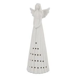 Porcelánový anděl s LED osvětlením bílý, 8,5x8,5x26 cm