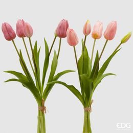 Umělá květina svazek tulipánů 5ks růžový 1ks, 40 cm