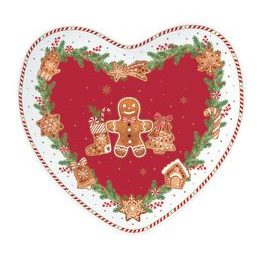 Vánoční porcelánový podnos srdce 20x19cm Fancy Gingerbread, Easy Life