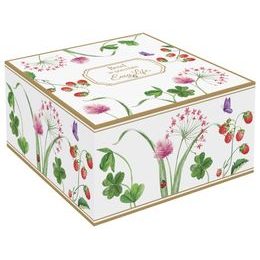 Aperitiv sada se 4 porcelánovými miskami a bambusovým tácem Meadow Flowers 29x13 cm, Easy Life