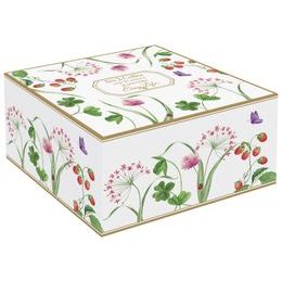 Aperitiv sada se 4 porcelánovými miskami a bambusovým tácem Meadow Flowers 29x13 cm, Easy Life