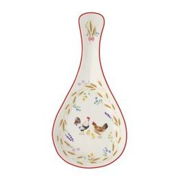 Aperitiv sada se 4 porcelánovými miskami a bambusovým tácem Meadow Flowers 29x13 cm, Easy Life