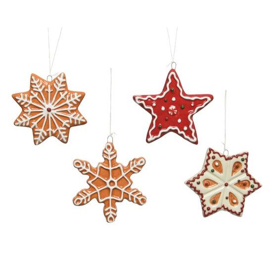 Vánoční keramická ozdoba hvězda/vločka 1ks, 1x8x8 cm