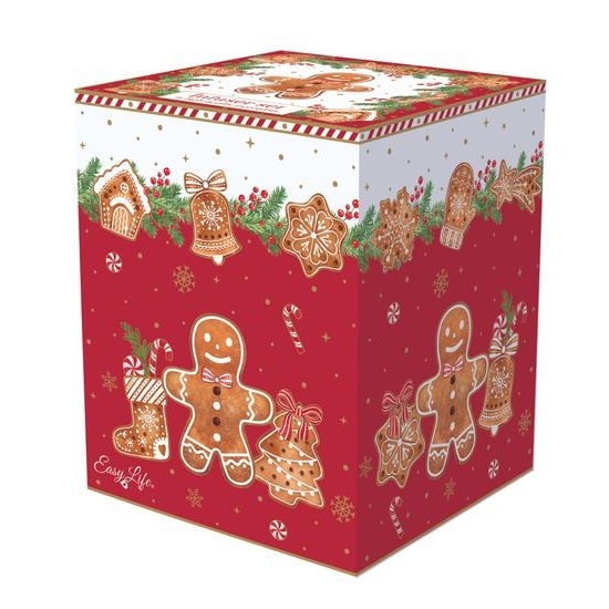 Vánoční porcelánový hrnek se sítkem a pokličkou na čaj 350ml Fancy Gingerbread, Easy Life