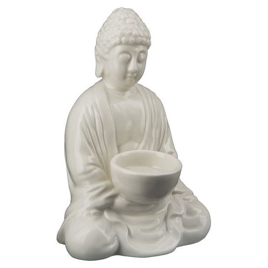Porcelánová dekorace Buddha bílý, 7x11 cm