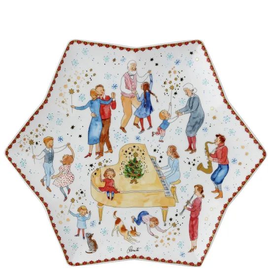 Velký vánoční talíř ve tvaru hvězdy, Christmas Sounds Ø 34 cm, Rosenthal