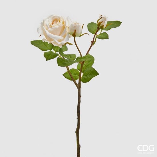Umělá květina růže bílá, 48cm