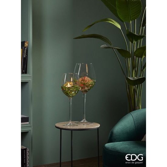 Skleněná váza/svícen ve tvaru sklenice, 59x25 cm