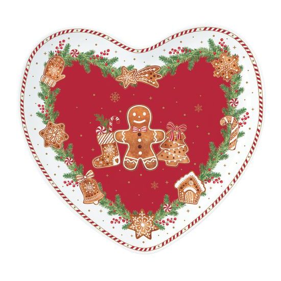 Vánoční porcelánový podnos srdce 20x19cm Fancy Gingerbread, Easy Life
