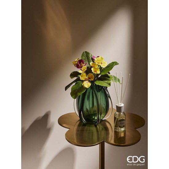 Skleněná váza Volute zelená, 21x18 cm