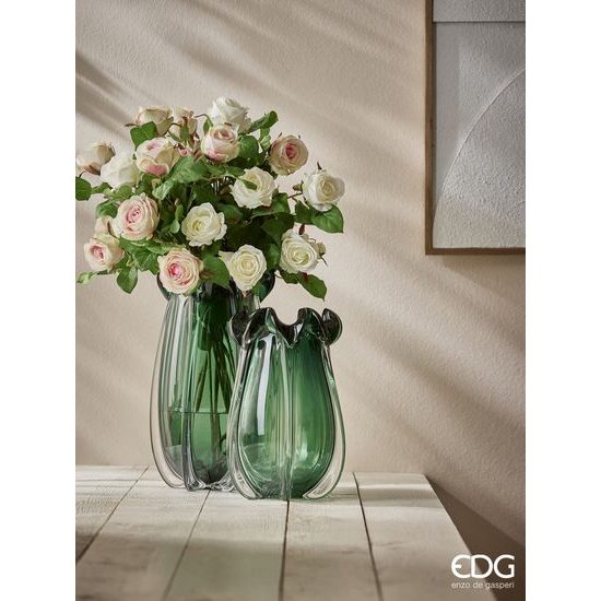 Skleněná váza Volute zelená, 37x20 cm