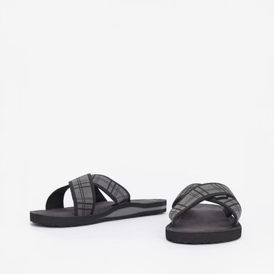 Barbour Tartan Toeman Beach Sandals — Black Tartan