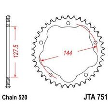 HLINÍKOVÁ REŤAZOVÁ ROZETA JT JTA 751-38BLK 38T, 520 ČIERNA