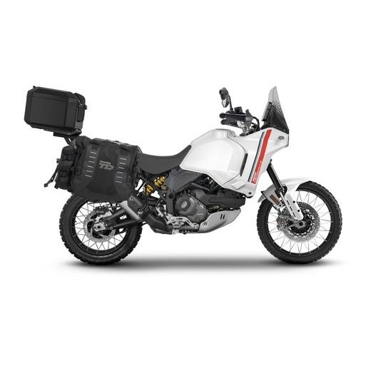 SET OF SHAD TERRA TR40 ADVENTURE SADDLEBAGS AND SHAD TERRA ALUMINIUM TOP CASE TR55 PURE BLACK, INCLUDING MOUNTING KIT SHAD DUCATI DESERT X