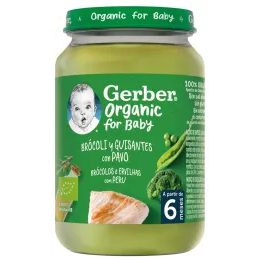 Gerber Organic dětský příkrm brokolice s hráškem a krutím masem 190g
