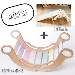 BaaVi Akční set Montessori houpačka Monte se skluzavkou