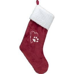 Trixie Xmas STOCKING - vánoční ponožka, 47 cm, plyš, červená/bílá