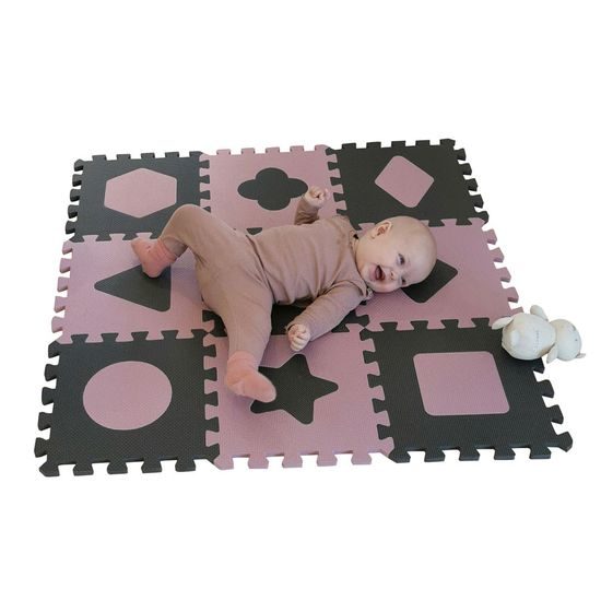 BabyDan Pěnová hrací podložka puzzle Geometrické tvary Rose 90x90 cm