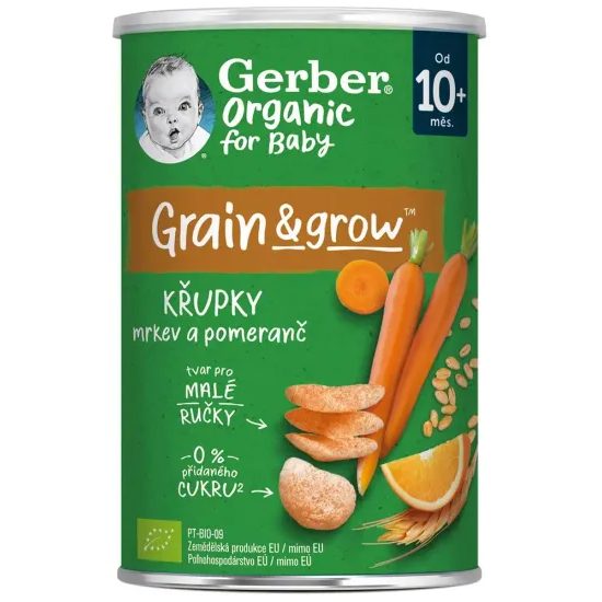 Gerber Organic křupky s mrkví a pomerančem 35g