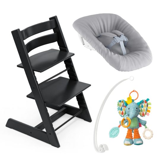 STOKKE® Tripp Trapp® Beech Wood + Newborn Set + Toy Hanger + Hračka k zavěšení Infantino