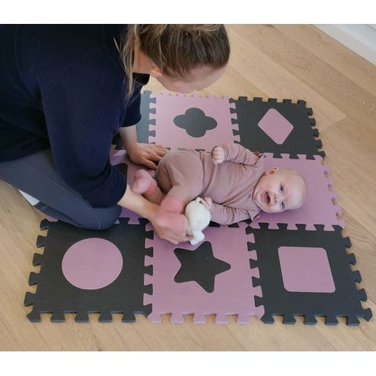 BabyDan Pěnová hrací podložka puzzle Geometrické tvary Rose 90x90 cm