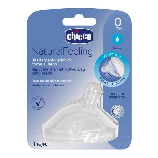 Chicco Dudlík na láhev Natural Feeling silikon, normální průtok 1ks 0m+