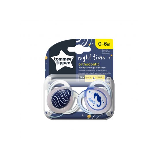 Tommee Tippee šidítko C2N silikon Night 2ks 0-6m