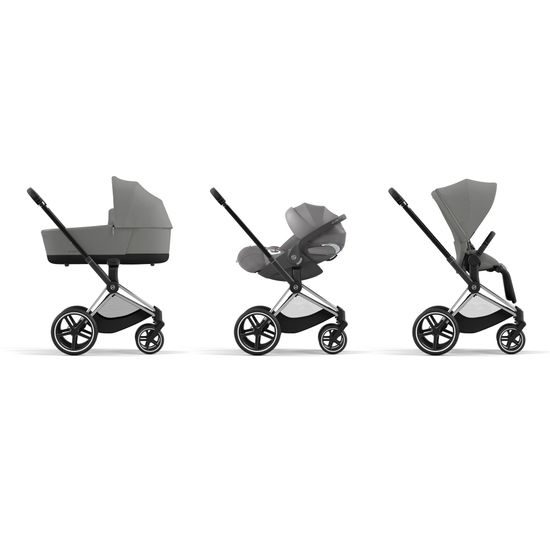 Cybex Priam 4.0 2023 sada Comfort 5v1 Chrome Black podvozek + Potah sezení + korba Lux + Cloud T Plus + Base T