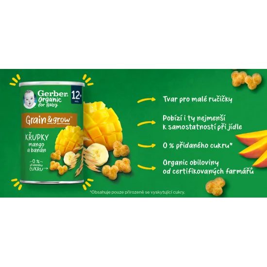 Gerber Organic křupky s mangem a banánem 35g