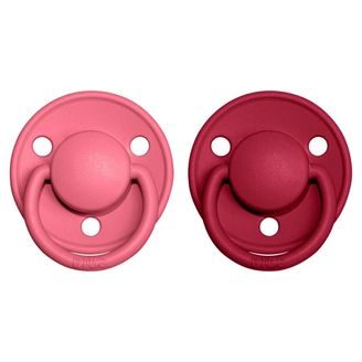 BIBS De Lux Dudlíky kaučuk kulaté 0-6m 2ks Coral/Ruby