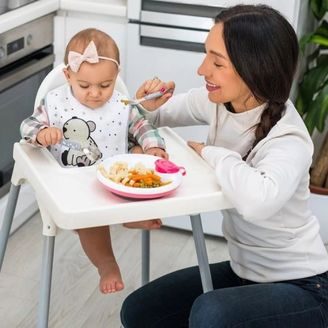 Akuku Miska dělená s víčkem a lžičkou BÍLO-ČERNÁ