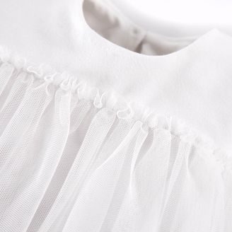 Helen Tylové šaty Creamy Flowers s bílou sukýnkou