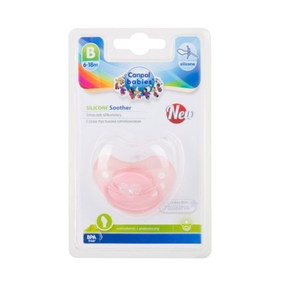 Canpol babies Dudlík 6-18m silikon anatomický Pastels RŮŽOVÝ