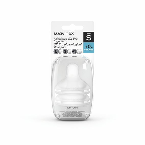 Suavinex Savička SX Pro fyziologická, silikon, průtok "S", 2ks, 0m+